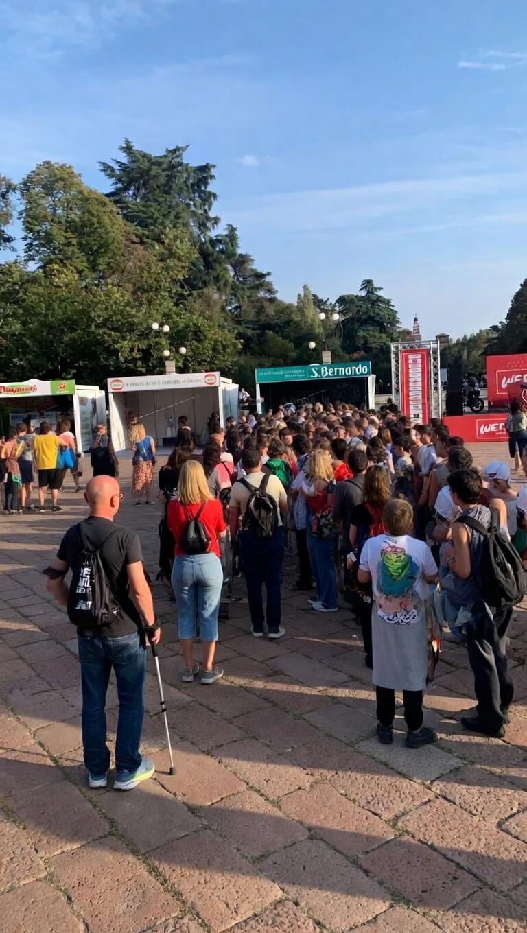 Fila di persone in attesa di provare l'esperienza VR